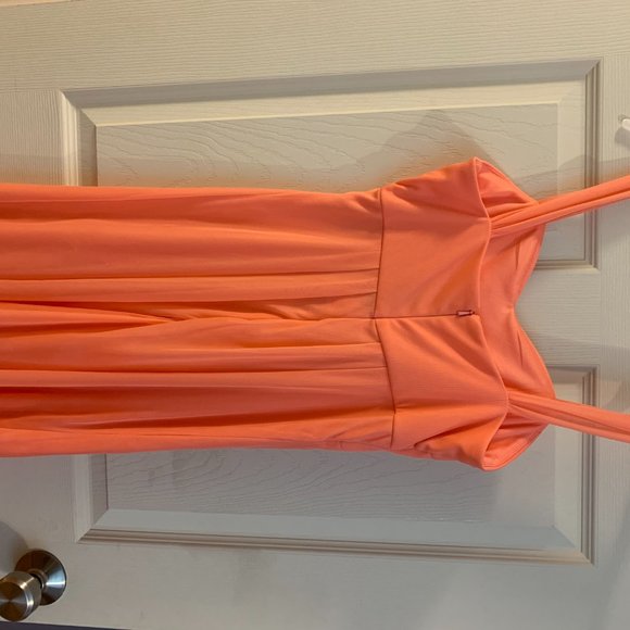 David's Bridal Junior Bridesmaid Dress Coral Sz 14 - Picture 2 of 3
